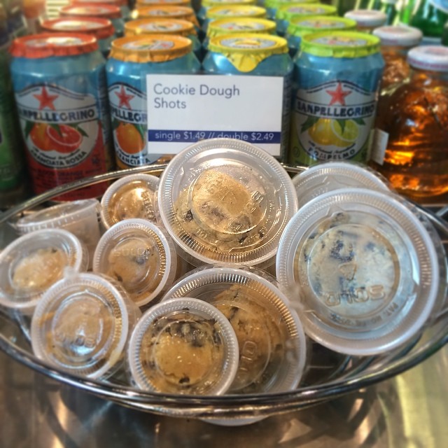 Cookie dough shots at The Roasting Plant.