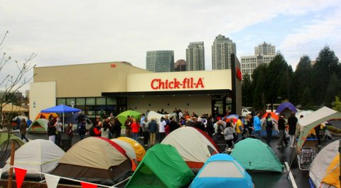 The new Bellevue Chick-fil-A this morning