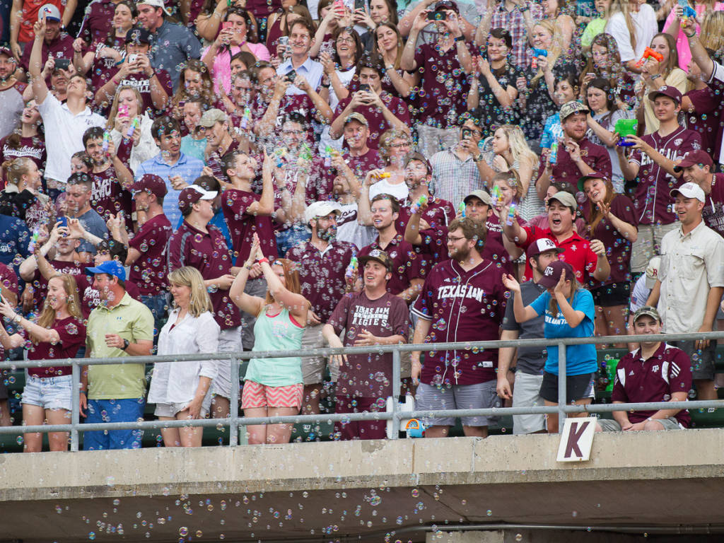 Bubbles fill Olsen at yesterday's game with South Carolina.