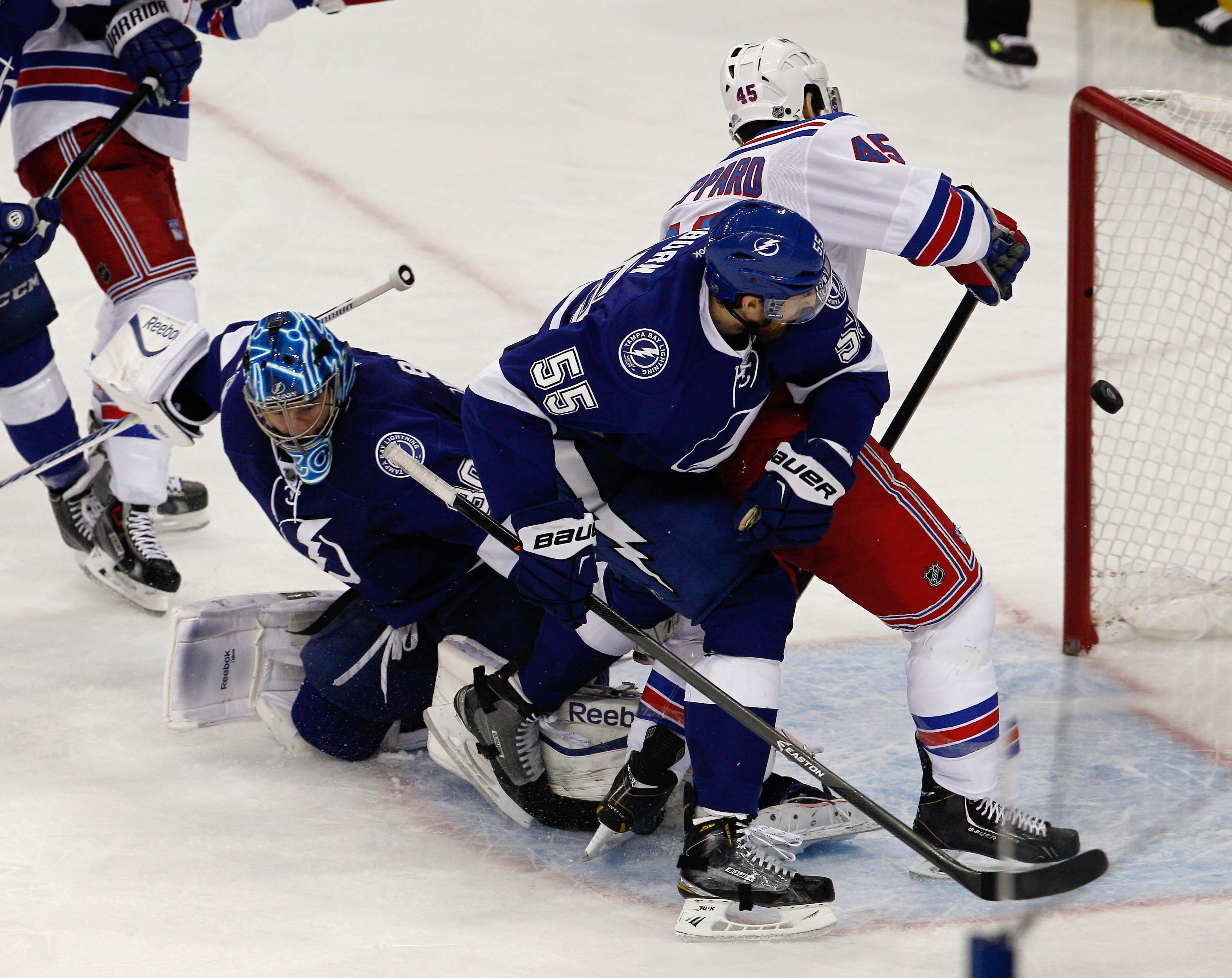 New York's James Sheppard scores as the Rangers beat the Lightning 7-3 in Game 6 of the Eastern Conference Final Tuesday night in Tampa