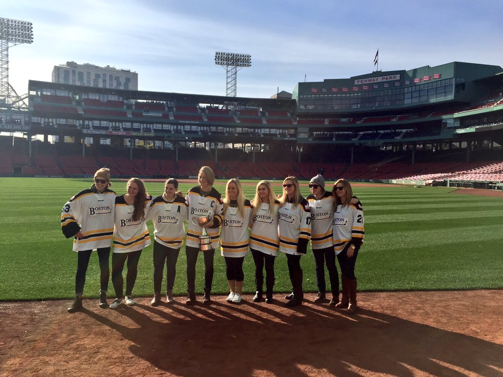 The Blades start their tour with the Clarkson Cup at Fenway Park.