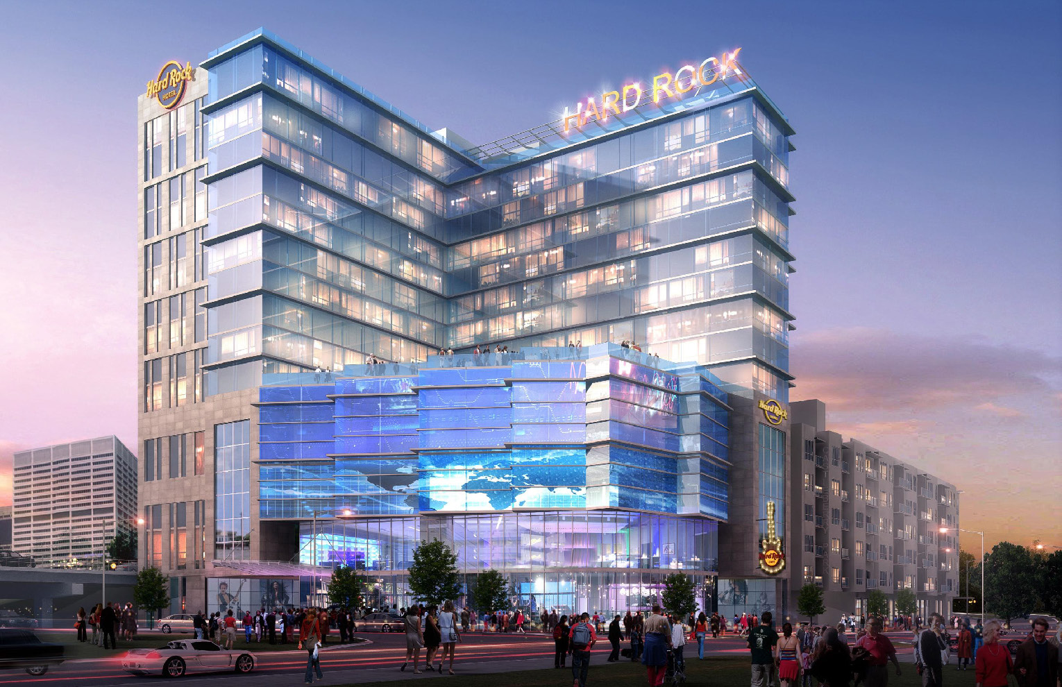 A newly released rendering of the Hard Rock Hotel project