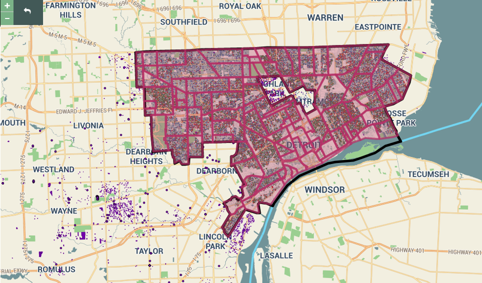 Map via <a href="http://www.citylab.com/housing/2015/09/how-detroits-foreclosure-auction-fails-homeowners/404797/"> Citylab</a>