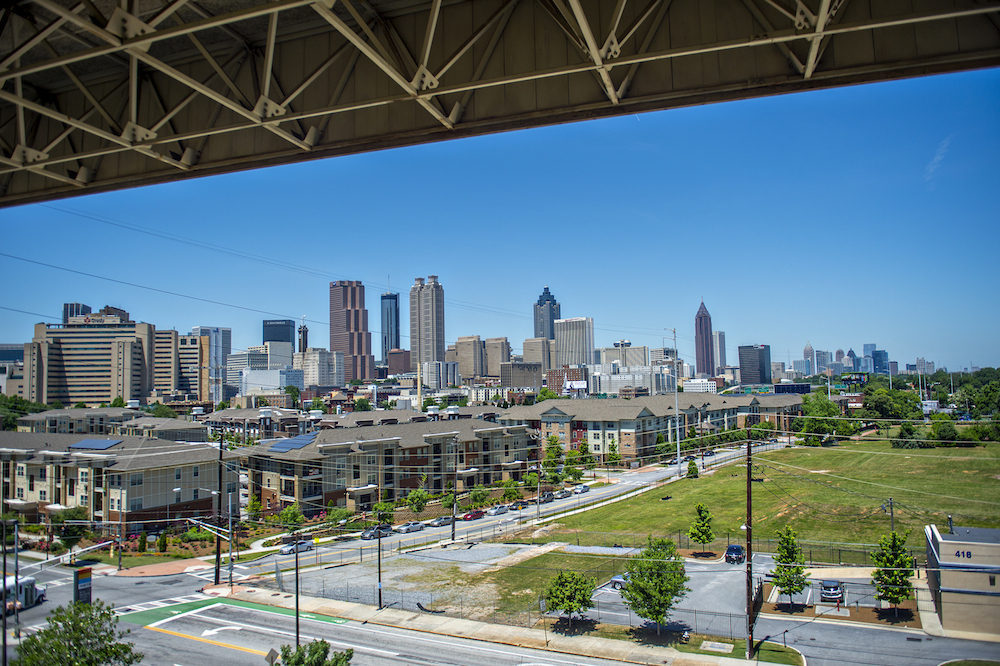 [The skyline, looking deceptively contiguous. Photos: Jonathan Phillips, Curbed Atlanta]