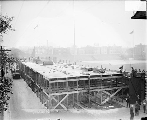 Weeghman Park under construction in 1914 (photo via Wikimedia Commons)