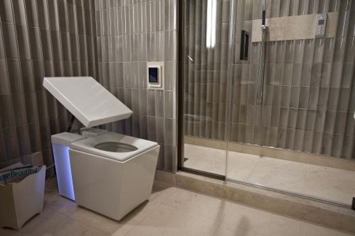 A Numi toilet by Kohler, from the <i>House Beautiful</i> apartment.