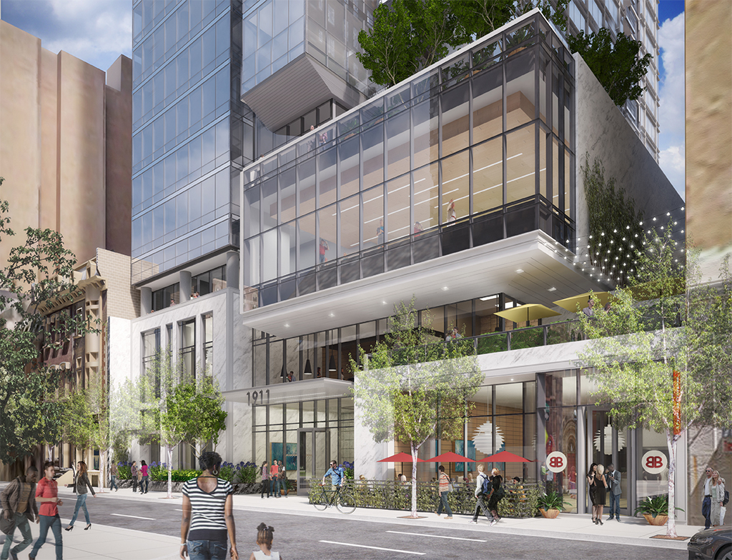 The developers of 1911 Walnut St. say the third floor retail space has potential for a high-end national retail gym. Renderings by Solomon Cordwell Buenz Architecture
