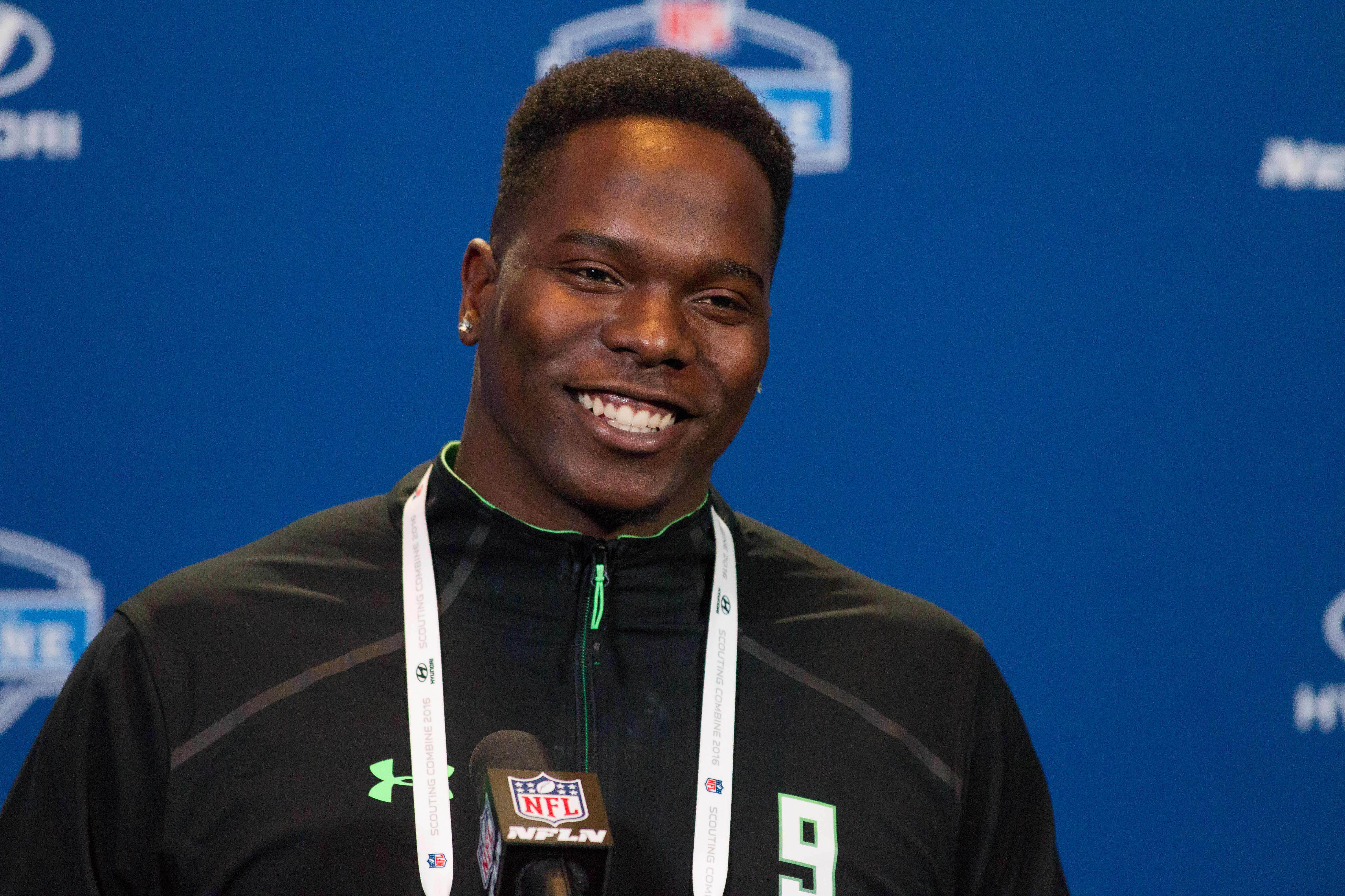 LSU defensive tackle Vernon Butler speaks at the 2016 Scouting Combine