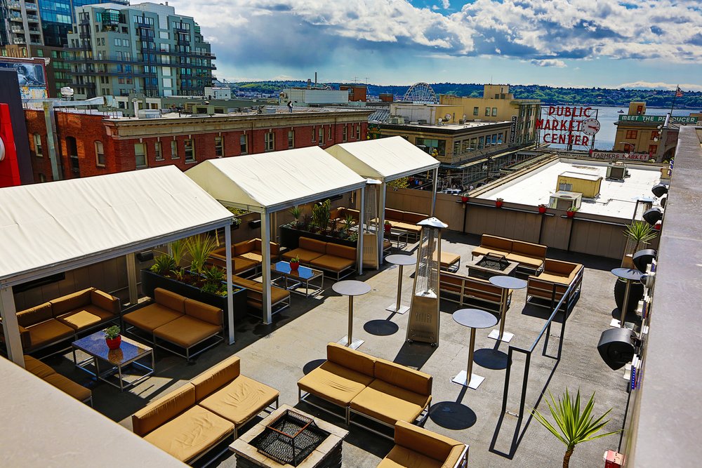 Hard Rock Cafe's rooftop bar overlooks Pike Place Market — and now it sources a tiny bit of its food from there, too.