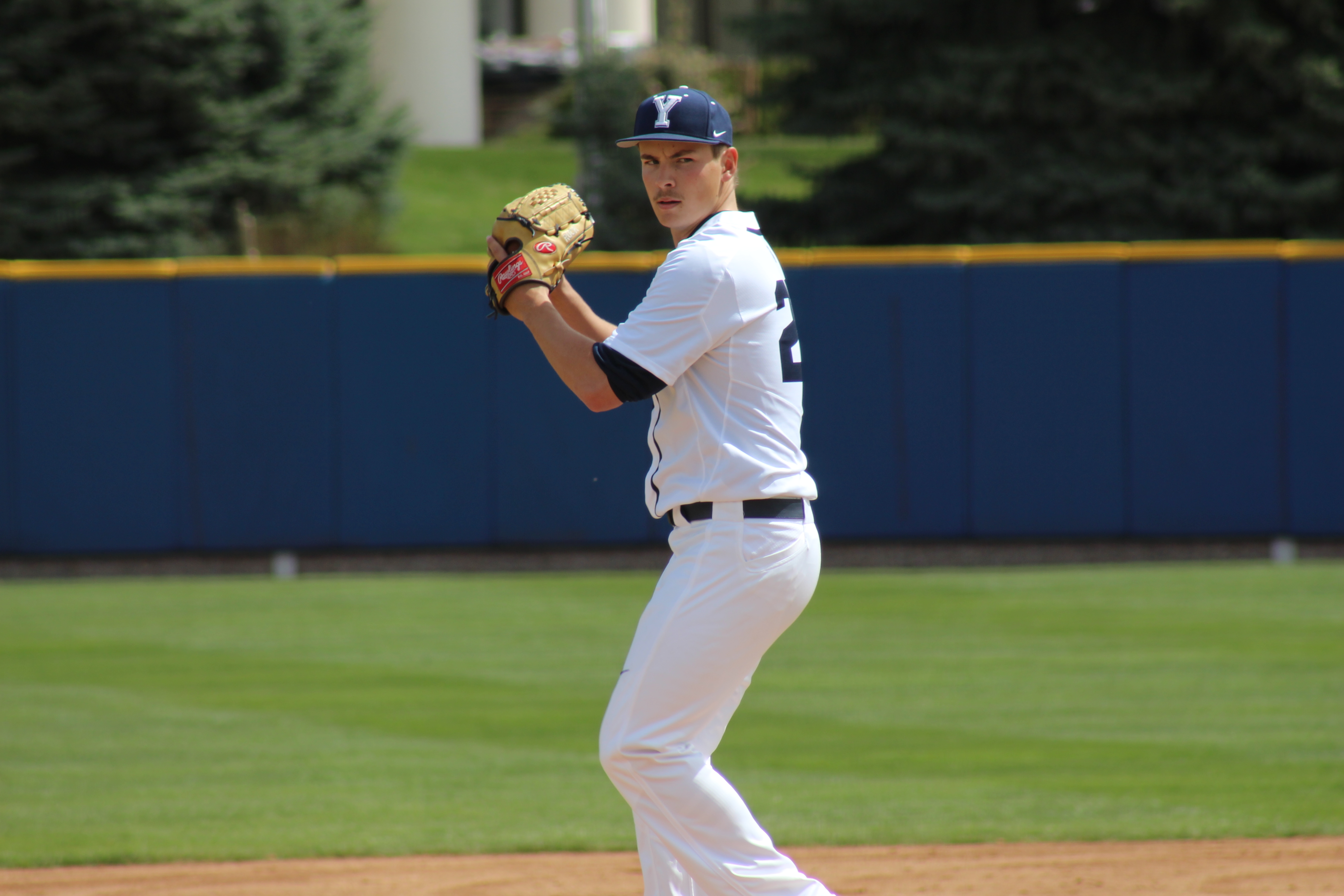 BYU ace Michael Rucker prepares to deliver a strike.