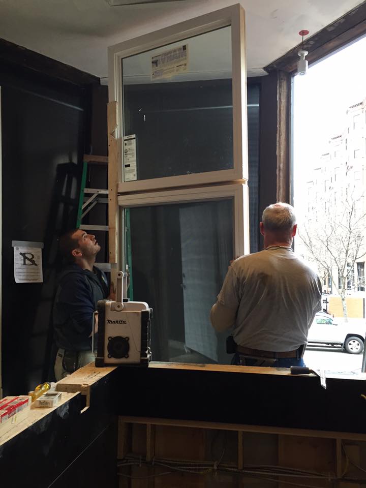 Installing windows at Saltie Girl
