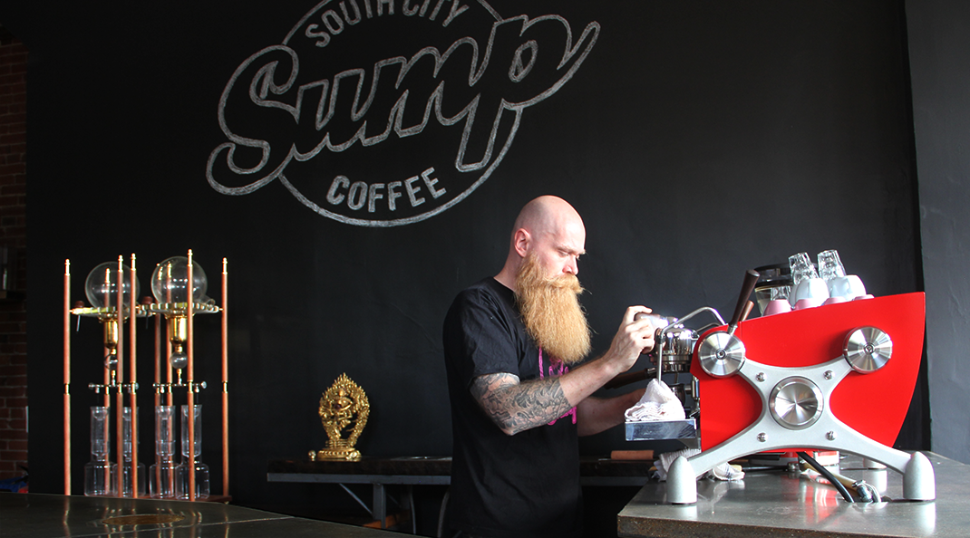 Sump Coffee owner Scott Carey at the St. Louis coffee shop.