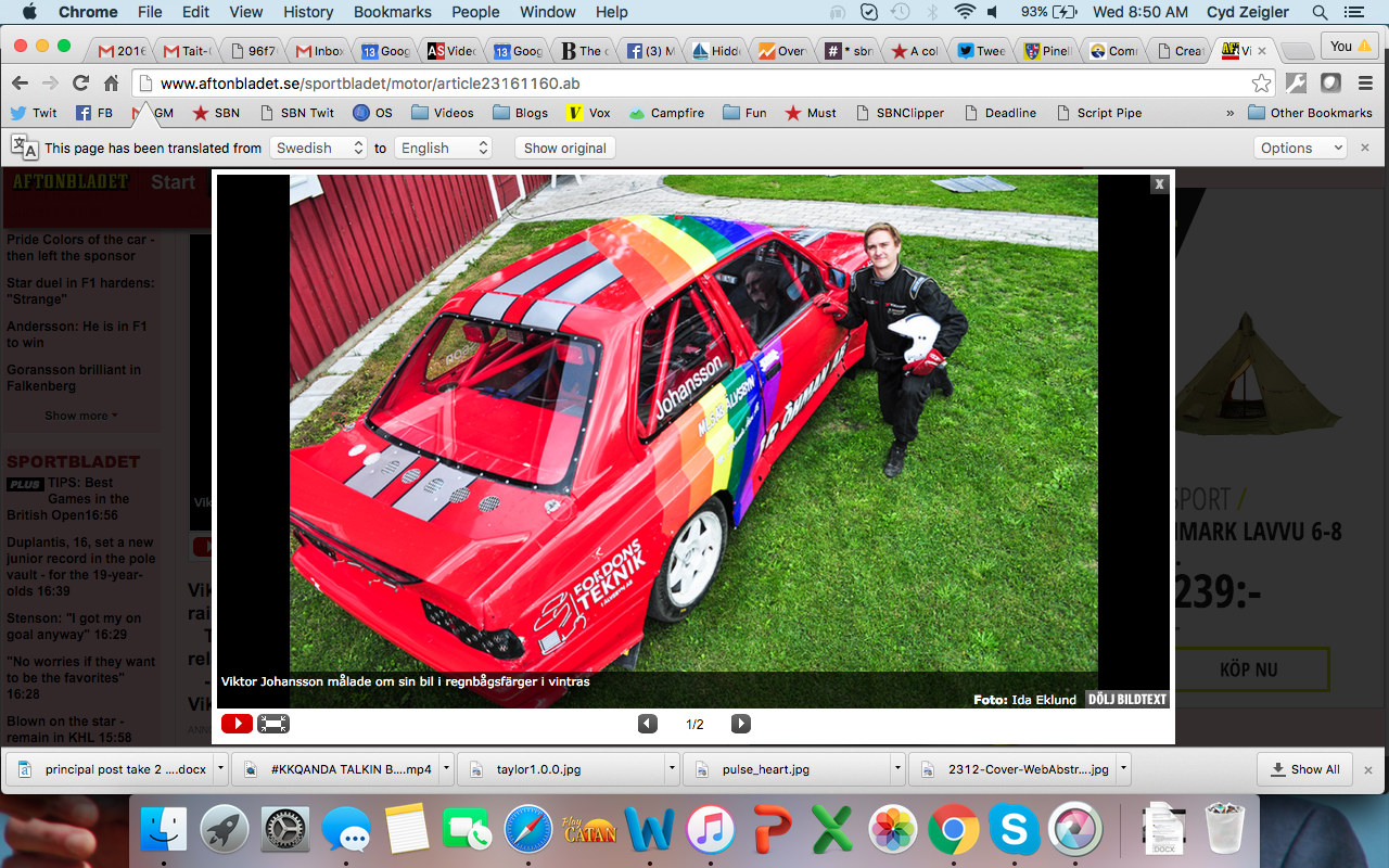 Viktor Johansson is a straight man proud of his rainbow car. 