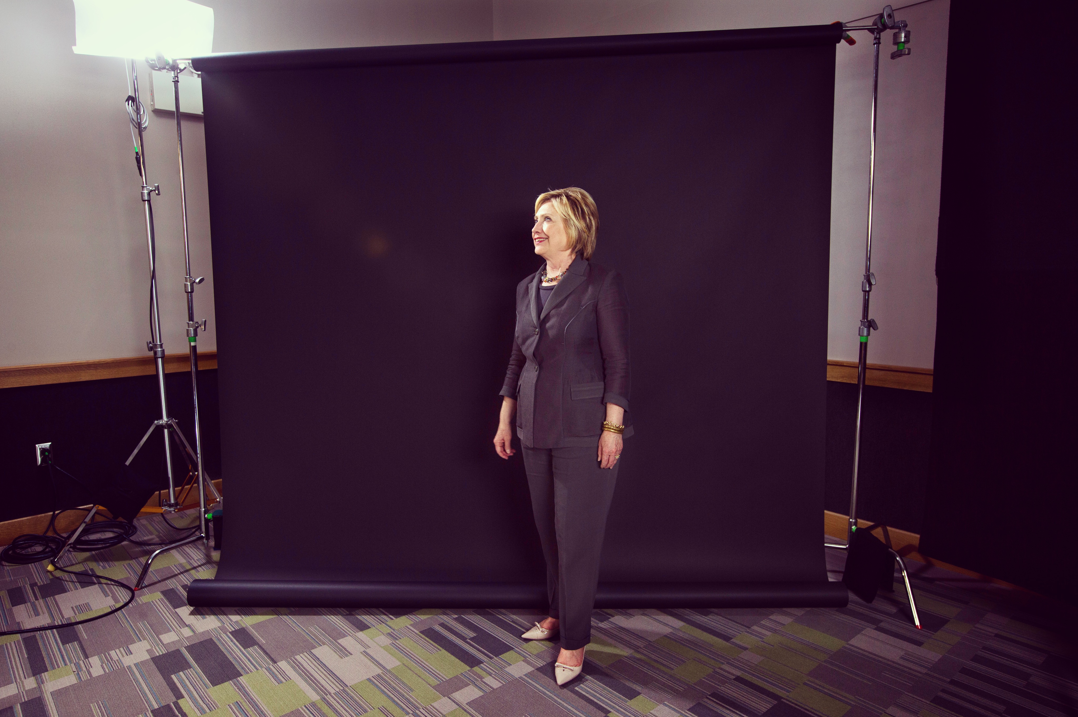 Hillary Clinton on set after her conversation with Ezra Klein in Raleigh, NC.