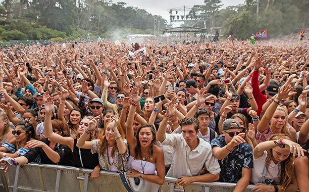 the view from the stage at outside lands, filled with fans