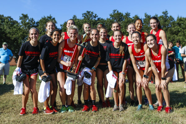 Members of the Georgia cross country team participate in the 2016 University of Georgia Invitational race at the Georgia Equestrian Complex in Bishop, Ga on Saturday, Sept. 3, 2016. (Photo by John Paul Van Wert)