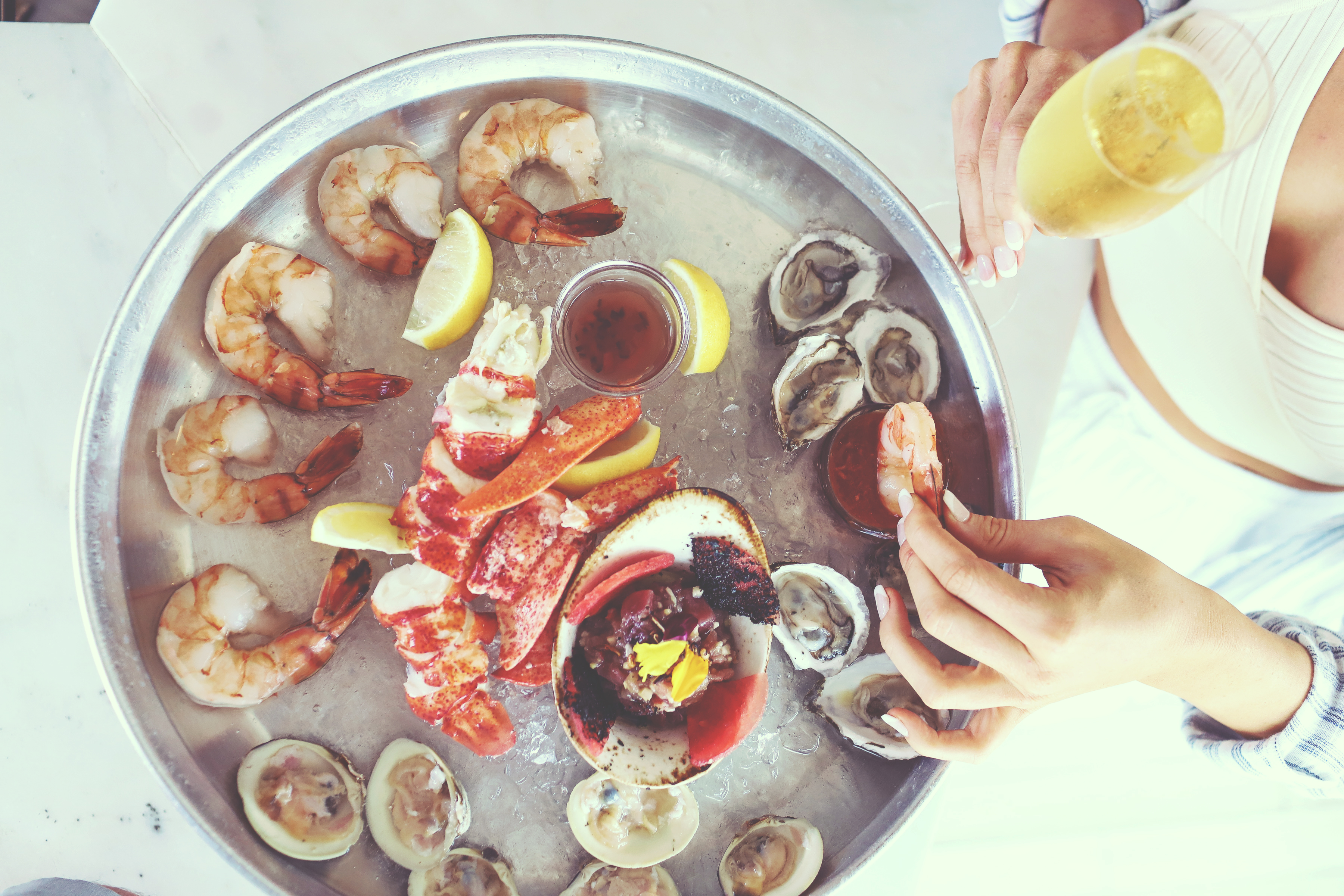 Lobster, shrimp, clams, and oysters at Showfish. 