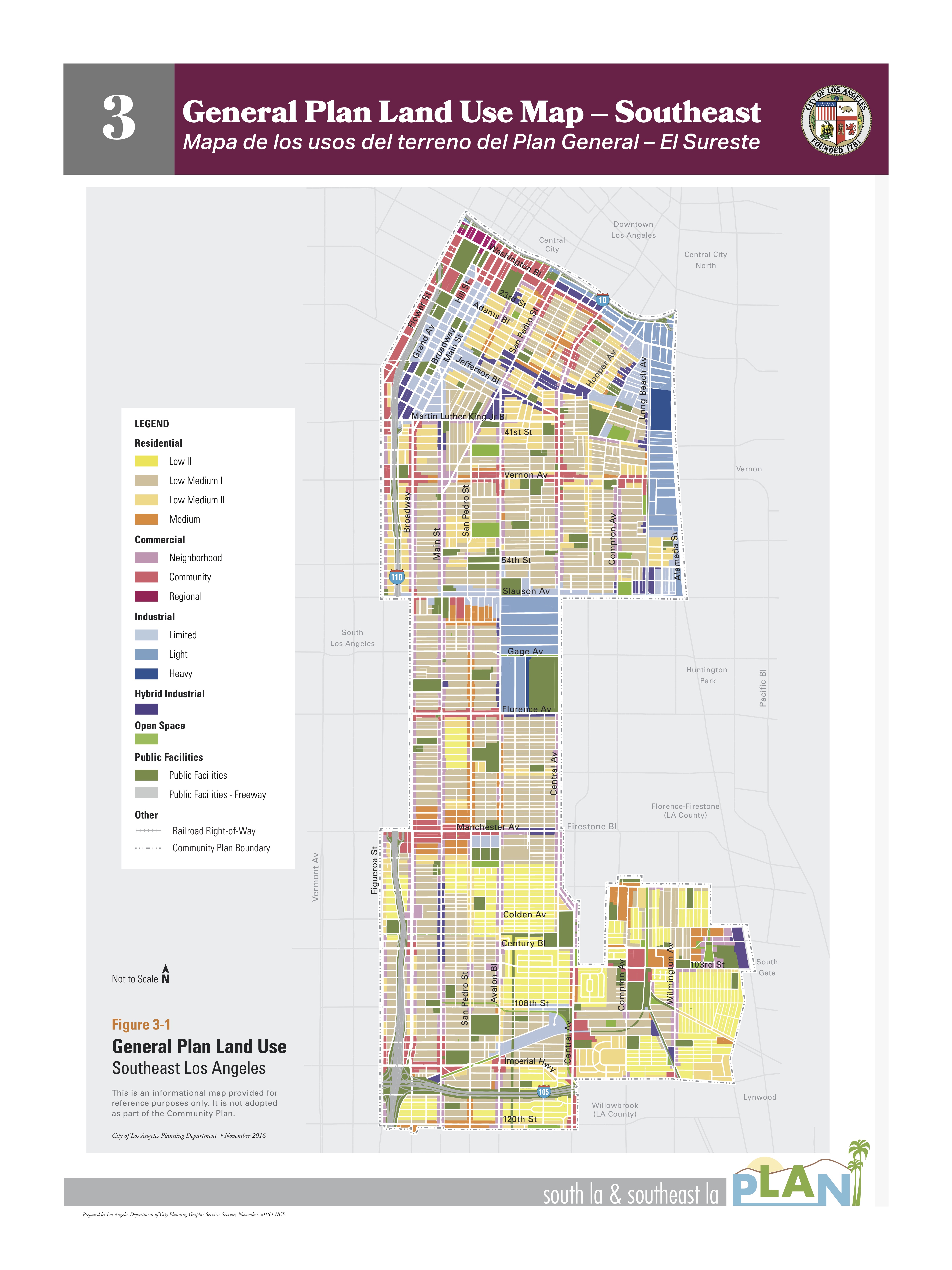 Map of Southeast LA showing zoning changes