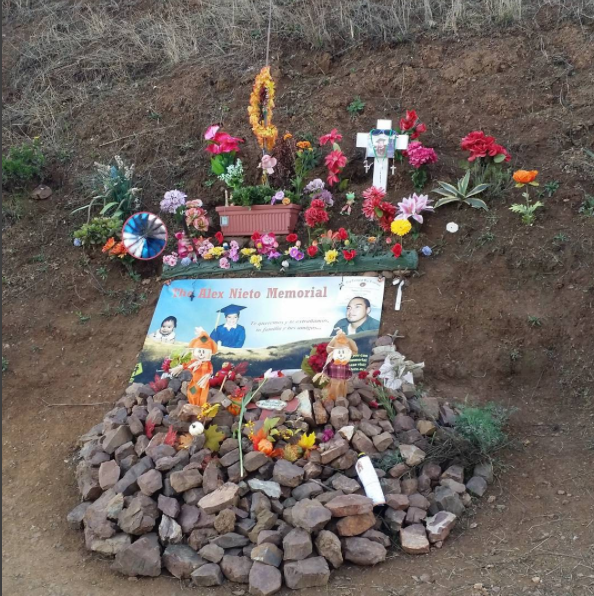 Alex Nieto makeshift memorial on Bernal Hill.