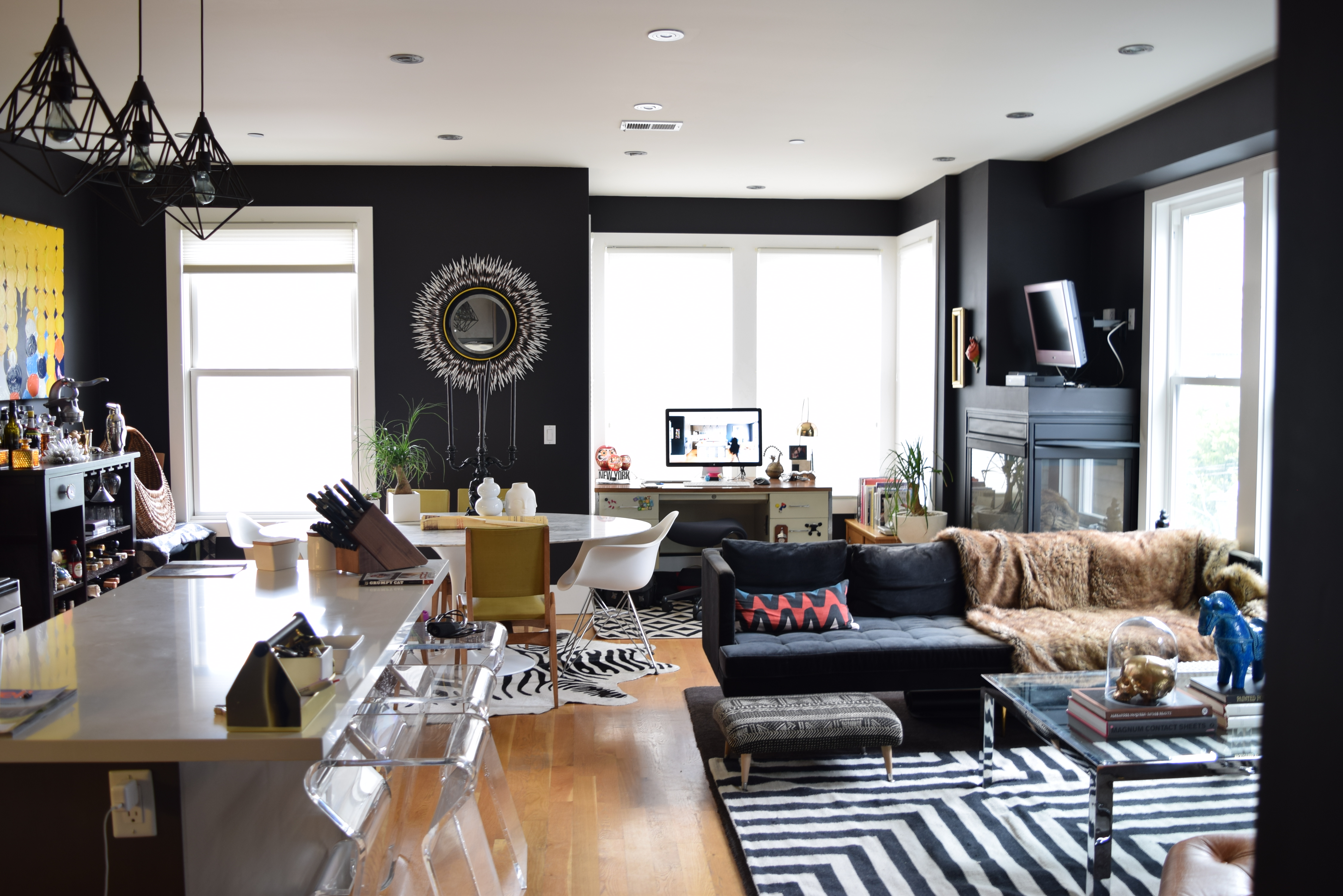 A condo painted with Black Beauty by Benjamin Moore.