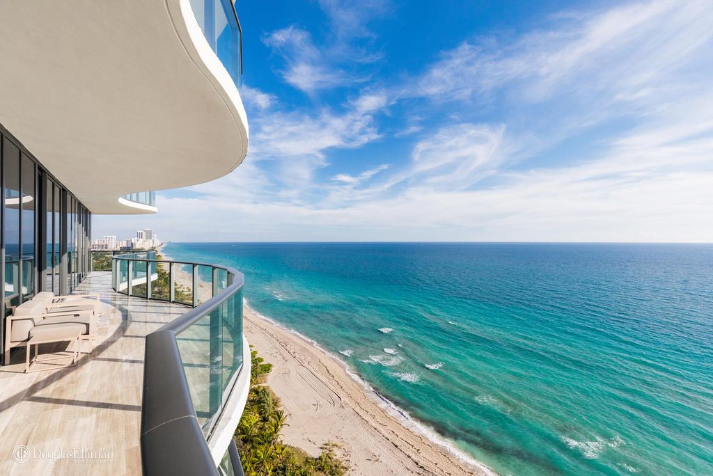 Oceanfront view from a brand new sunny isles penthouse