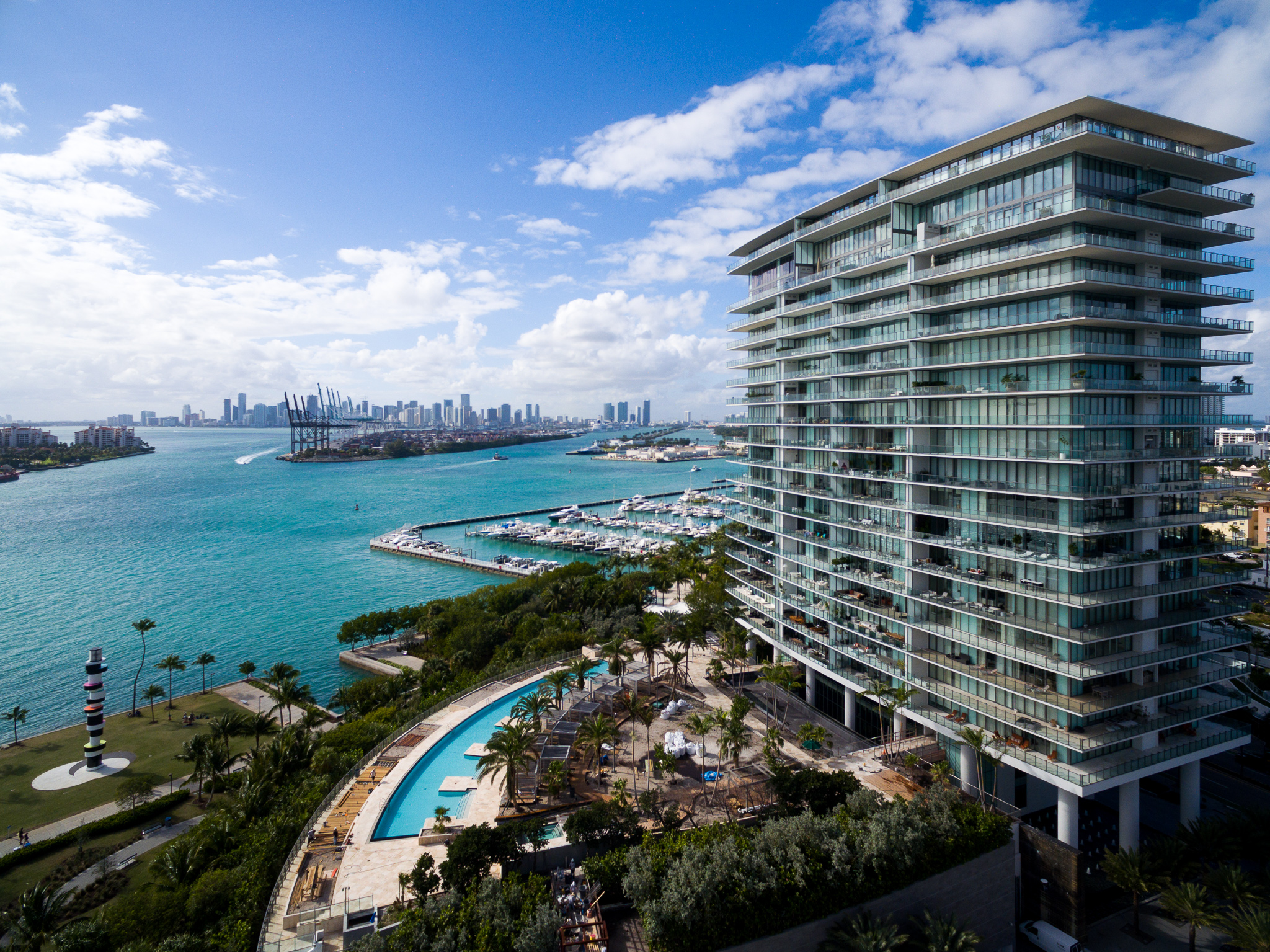 View of the high-end condo with the water in the background