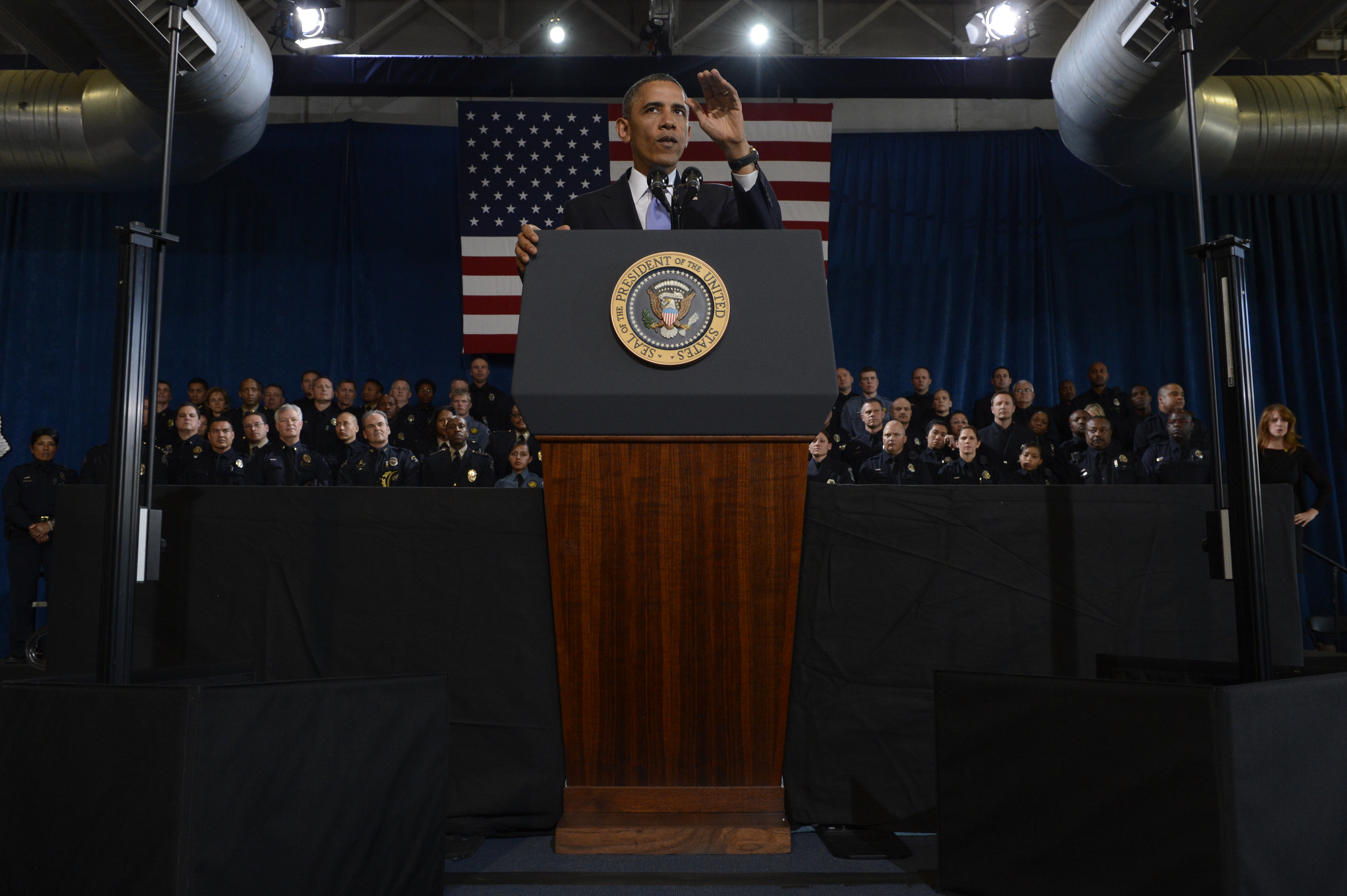 President Obama calls for tougher gun-control laws at the Denver Policy Academy, in 2013.