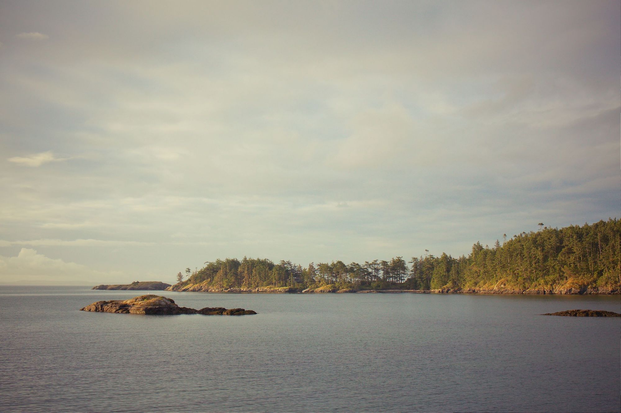 Landscape of Lopez Island and the water.