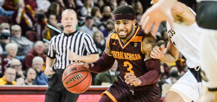 Marcus Keene drives on Western Michigan opponent.