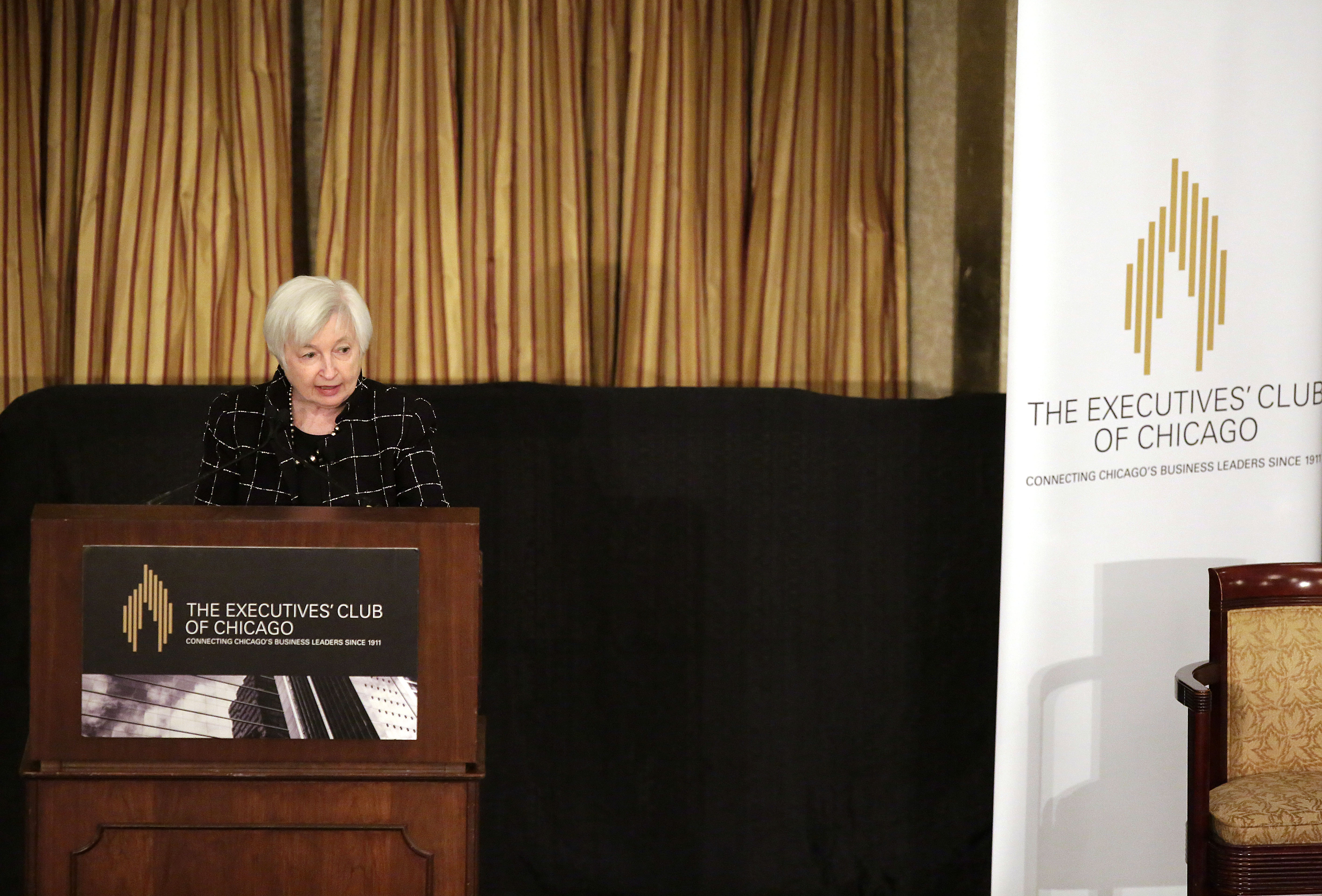 Federal Reserve Chair Janet Yellen Speaks At The Executives Club Of Chicago