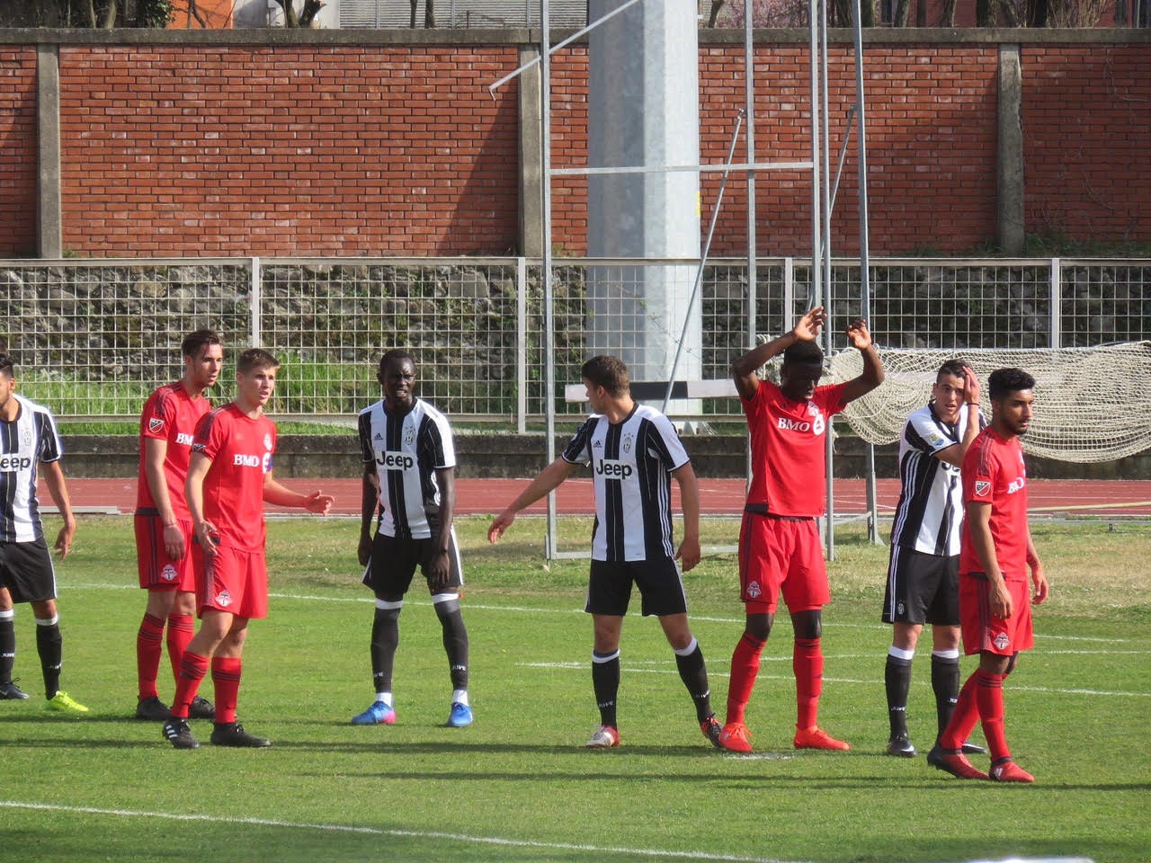 TFC III line up for free-kick against Juventus at the Viareggio Cup