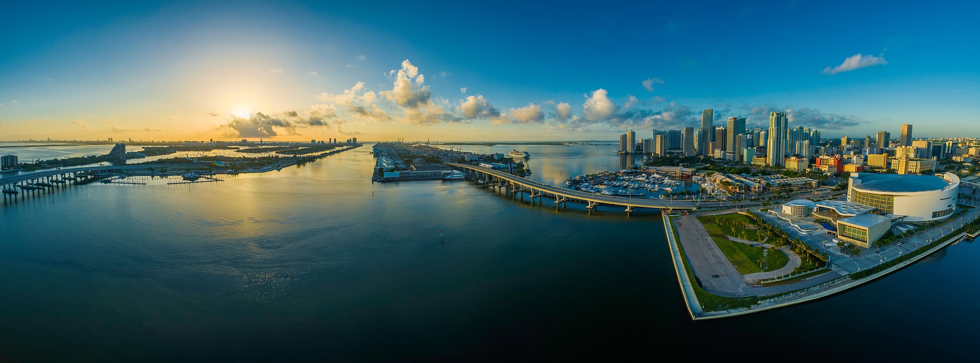 An aerial of downtown Miami and Brickell