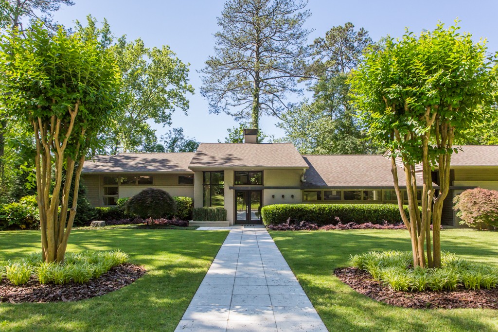 A renovated midcentury modern house for sale in Buckhead’s Pine hills. 