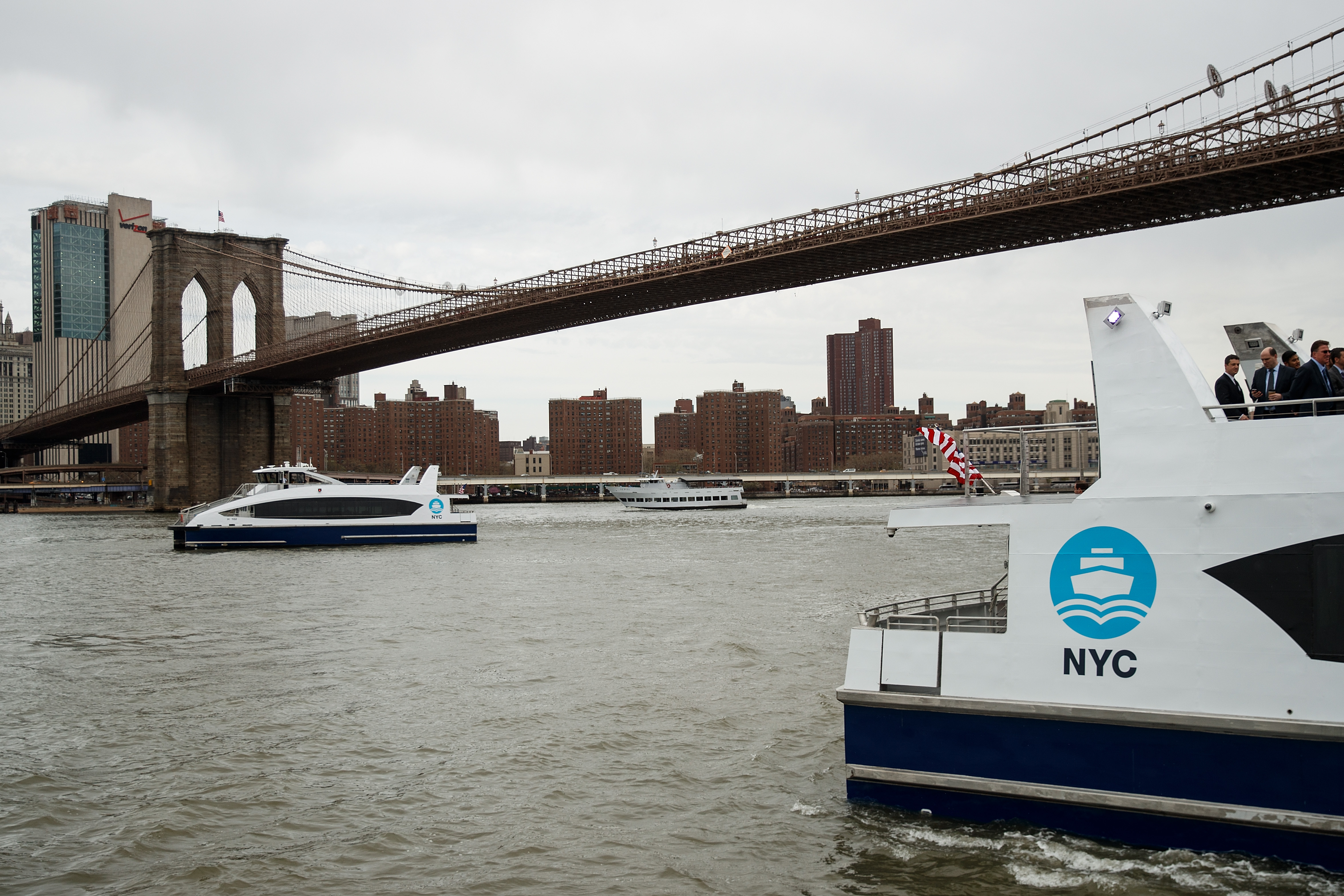 New York Mayor Bill De Blasio Rides New Citywide NYC Ferry