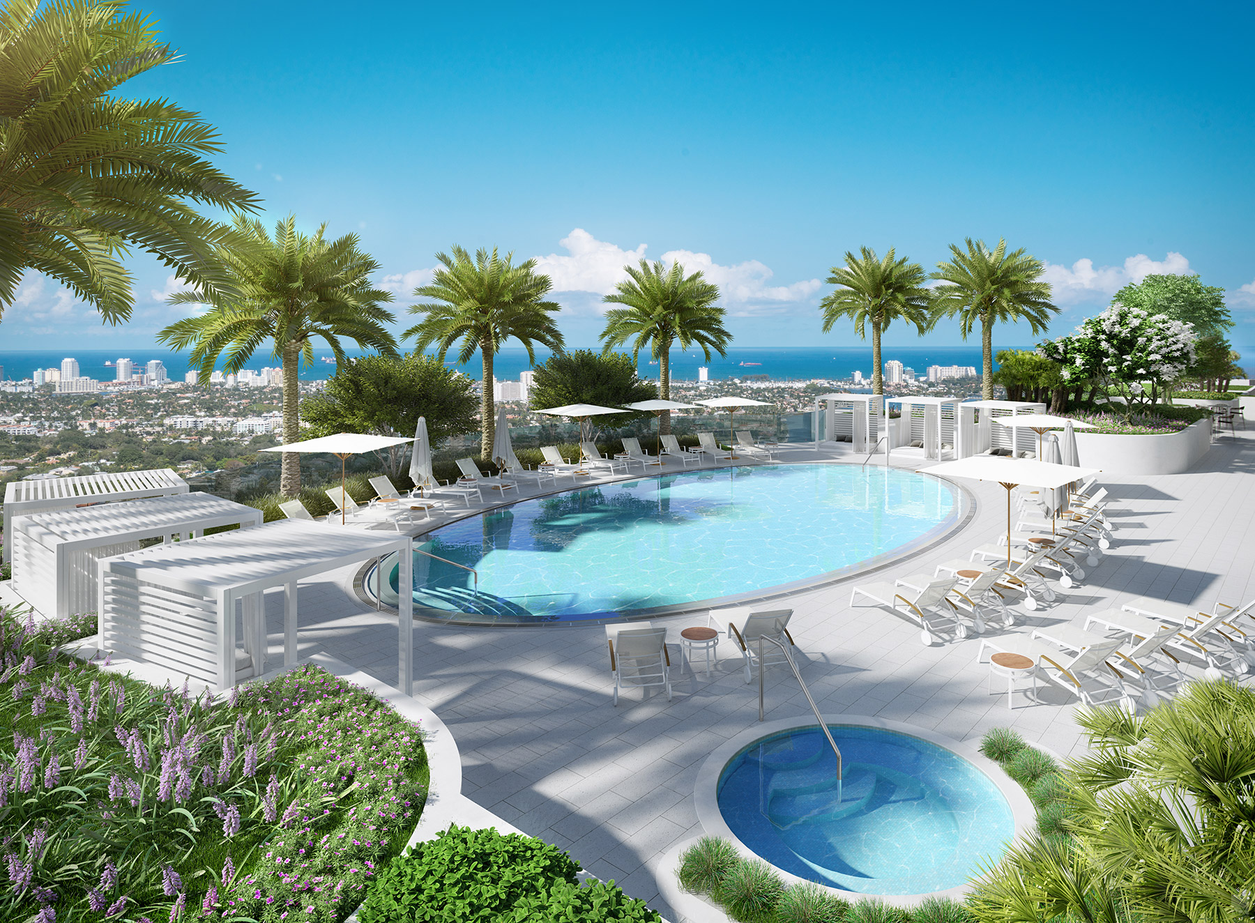 A rendering of the pool at Icon Las Olas