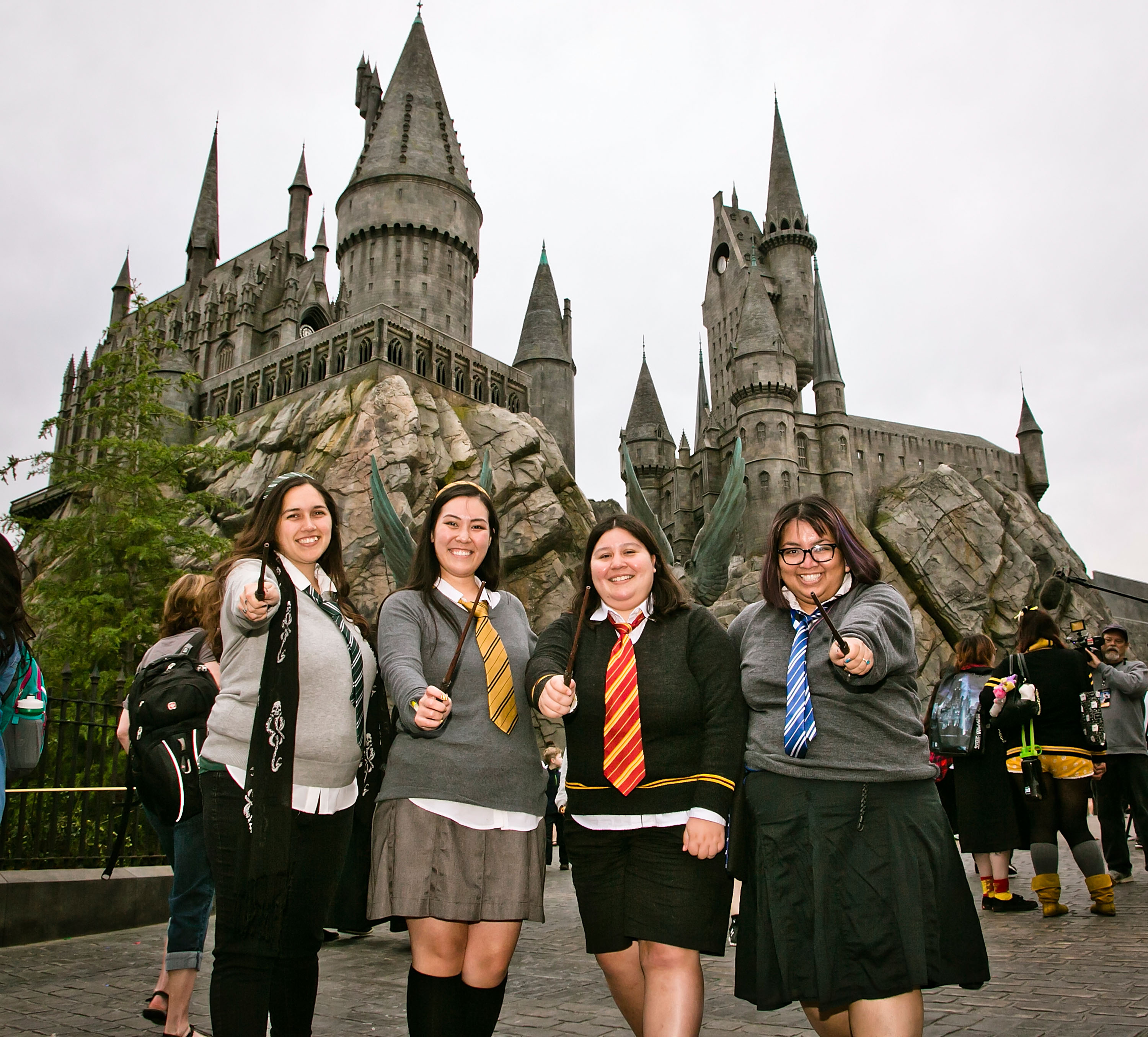 Dressed-up fans at the 2016 opening of “The Wizarding World Of Harry Potter” at Universal Studios Hollywood.