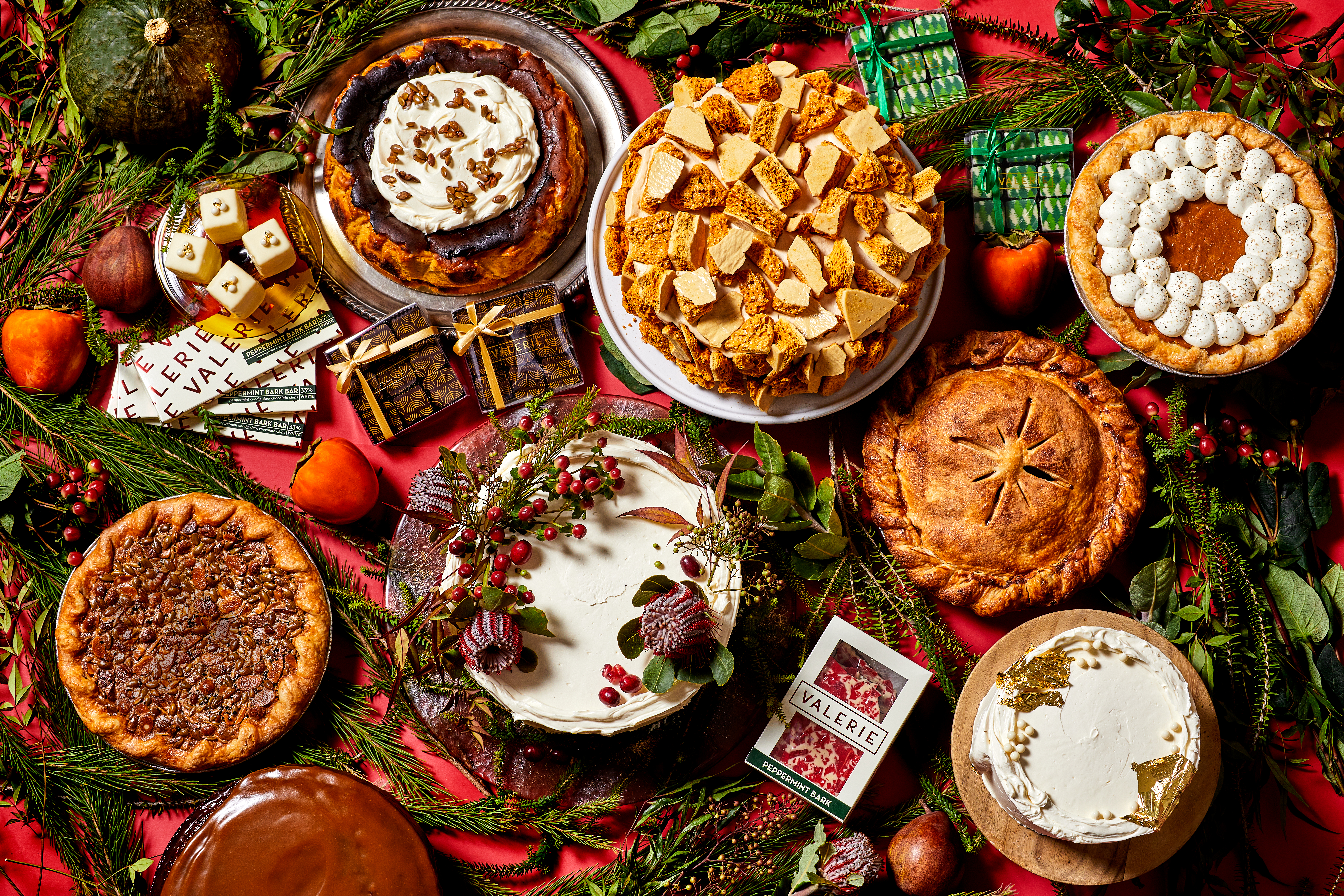 An assortment of pies by Valerie Confections.