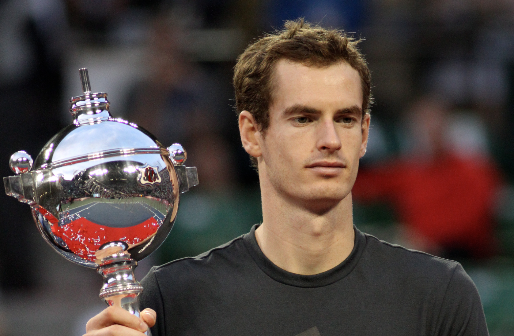 Andy Murray with the trophy at the 2011 Japan Open in Tokyo
