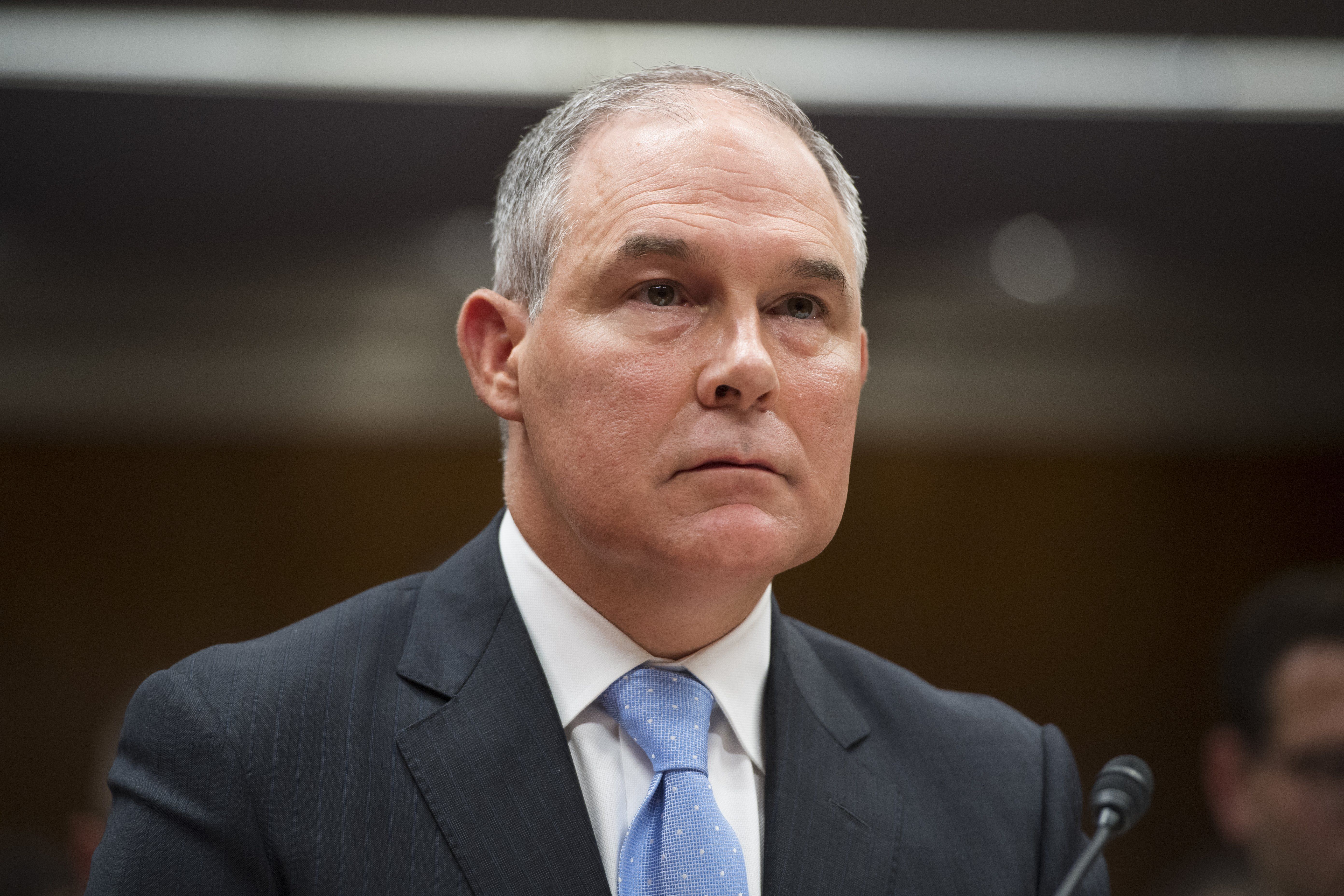 Environmental Protection Agency (EPA) Administrator Scott Pruitt testifies about the fiscal year 2018 budget during a Senate Appropriations Subcommittee on Interior, Environment, and Related Agencies hearing on Capitol Hill in Washington, DC, June 27, 201