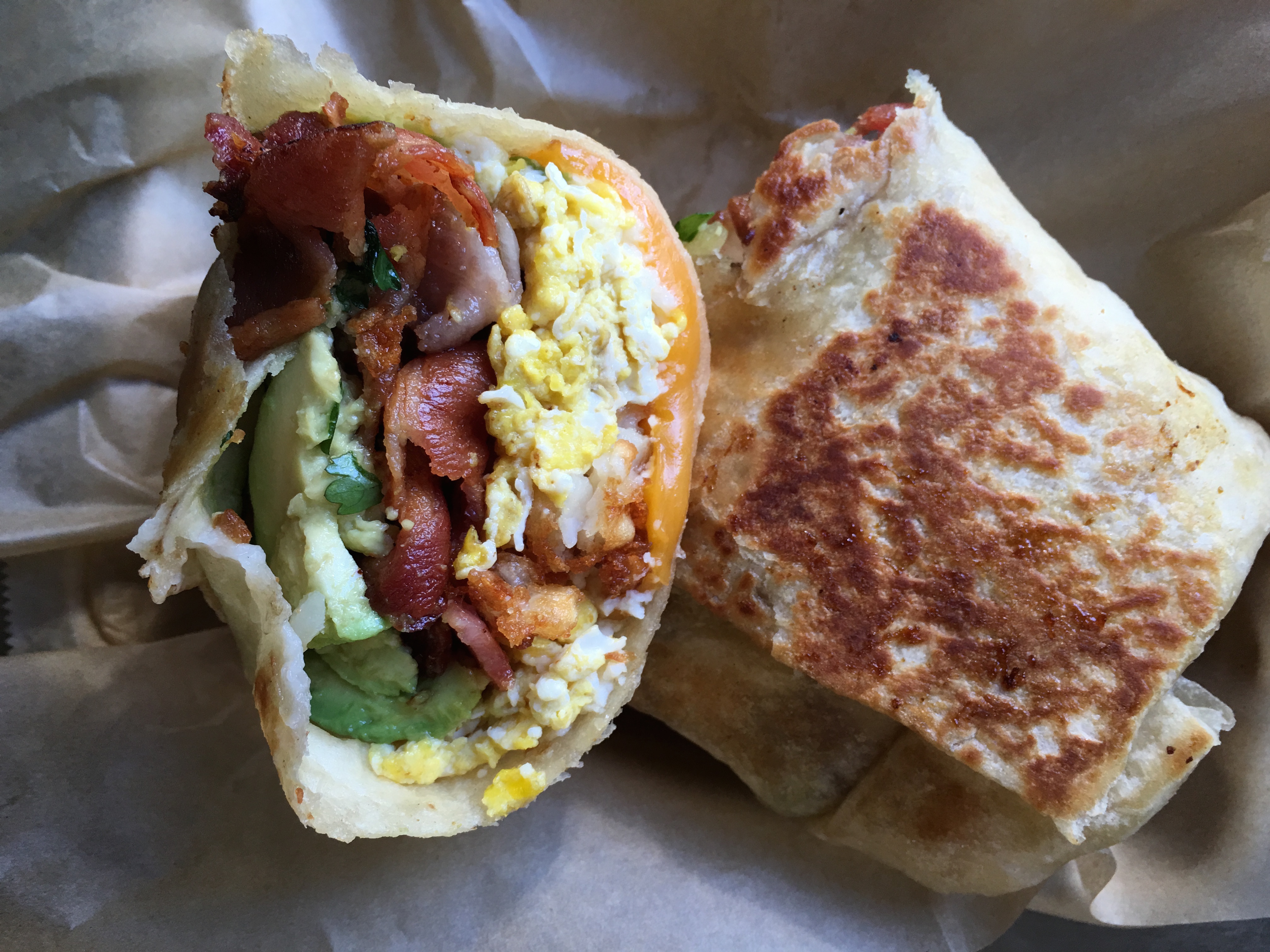The Rooster’s Rico Suave breakfast burrito