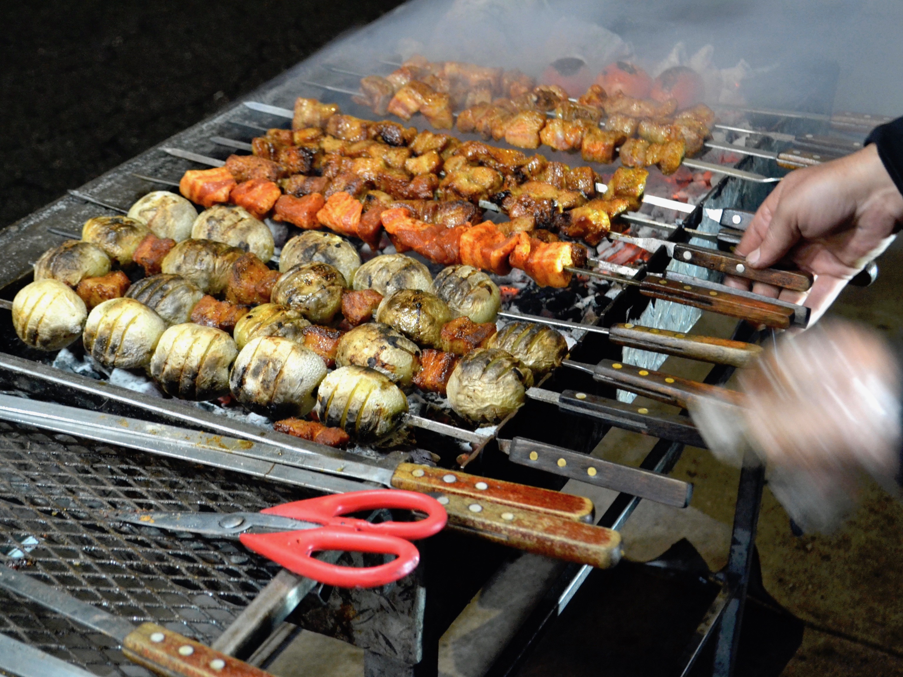 Grilling kebabs at Proshyan Kebabs.