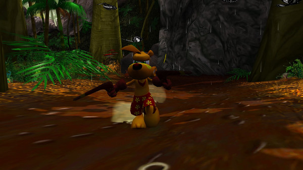 Ty the Tasmanian Tiger in a rainforest environment