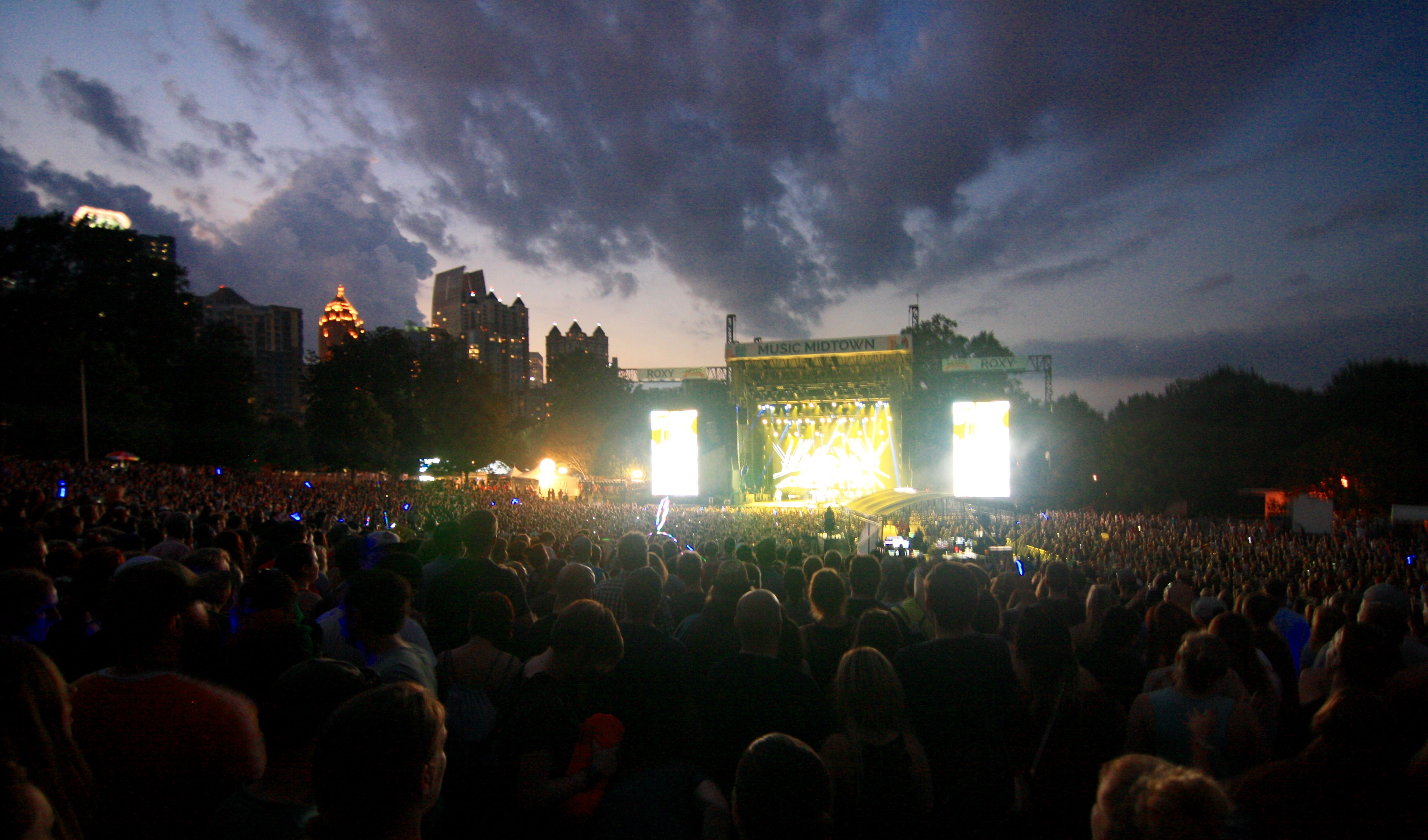 A fitting skyline backdrop at the Music Midtown Roxy stage. 
