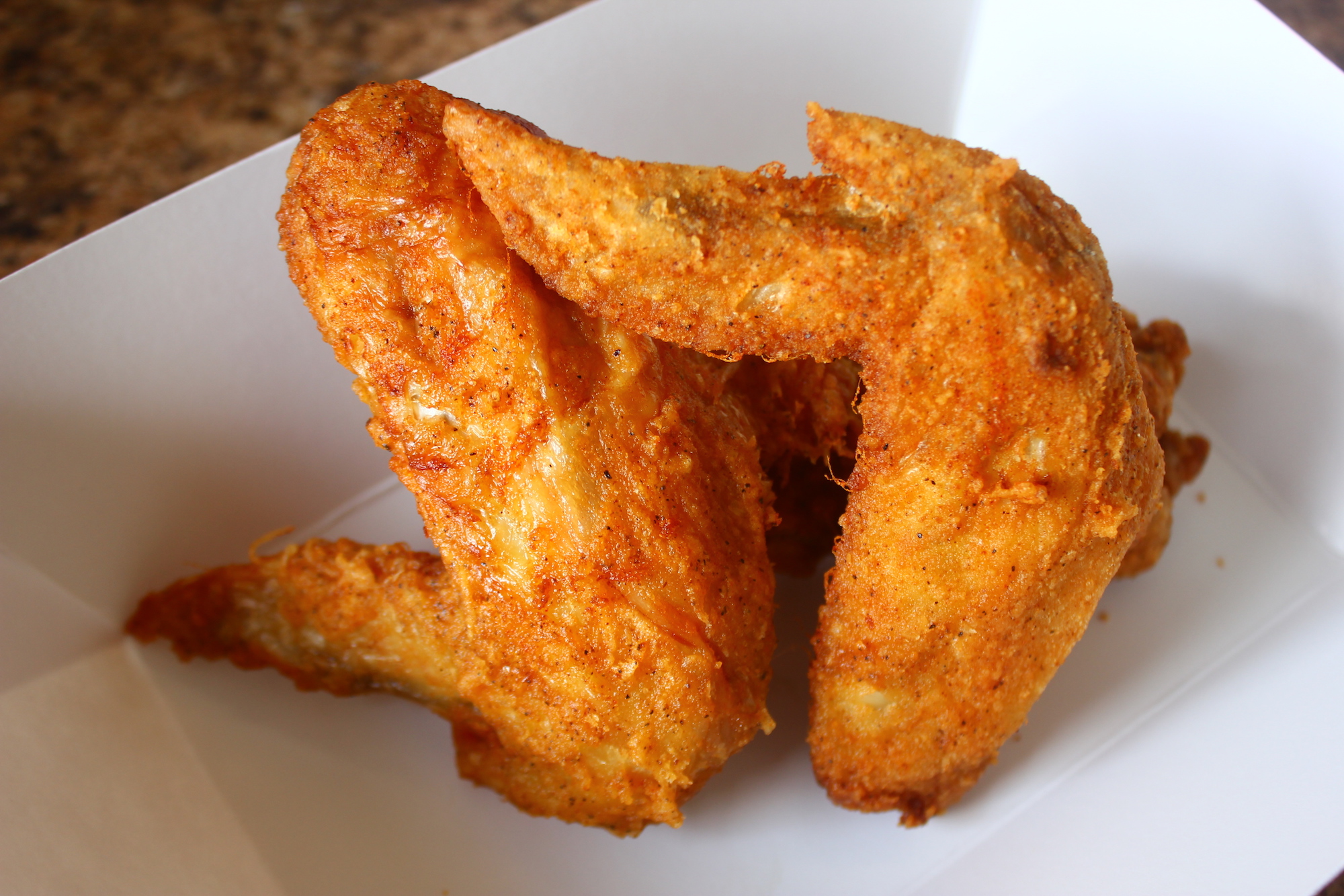 A closeup view of chicken wings.
