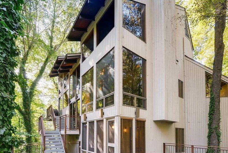 A photo of a contemporary 1970s home in Sandy Springs that’s for sale now. 