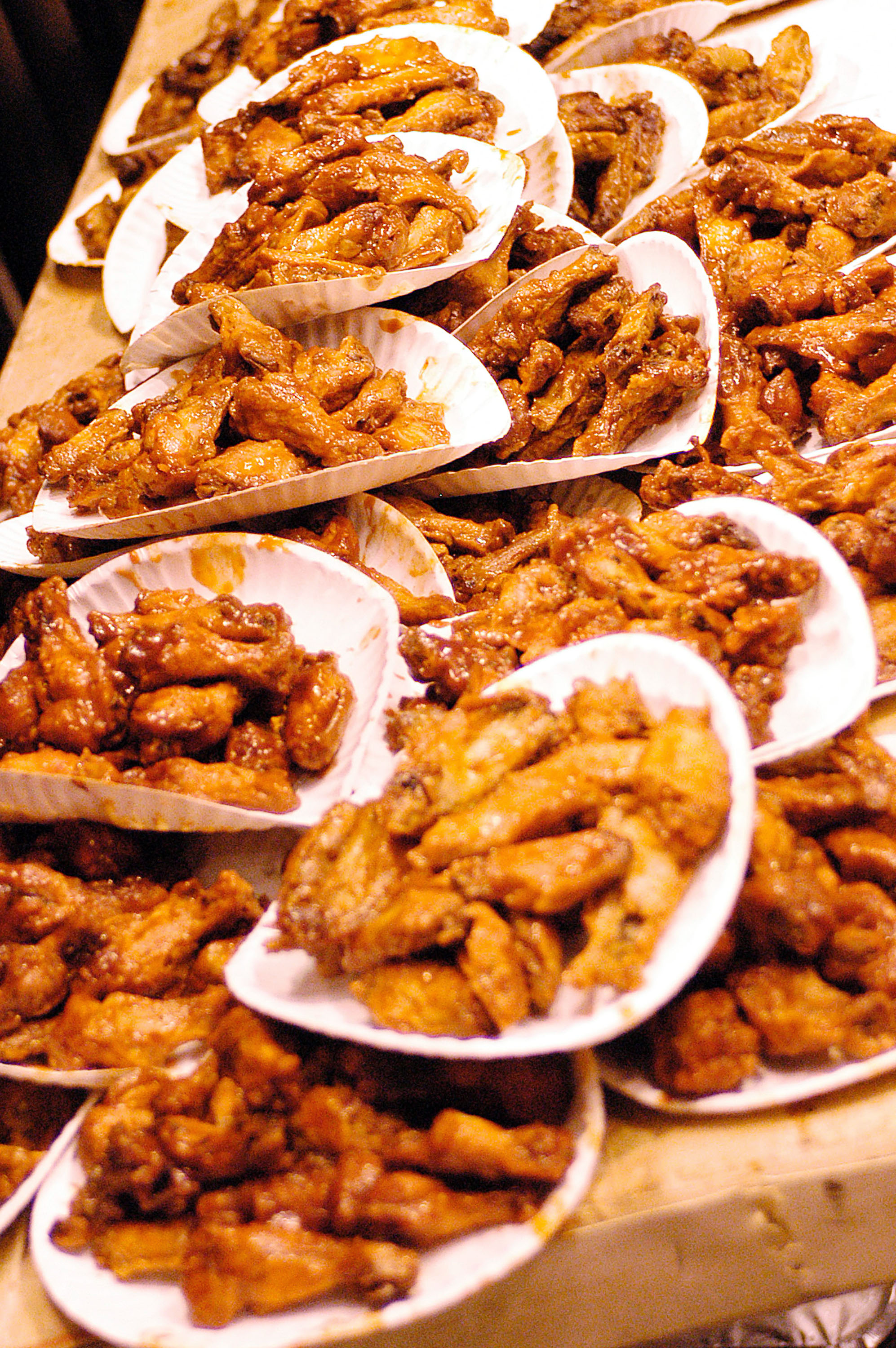 A pile of chicken wings