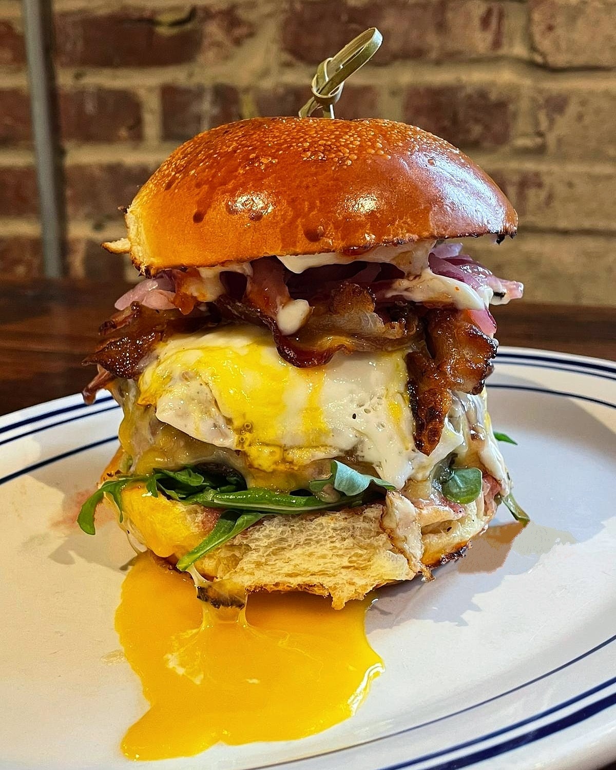 burger with runny egg