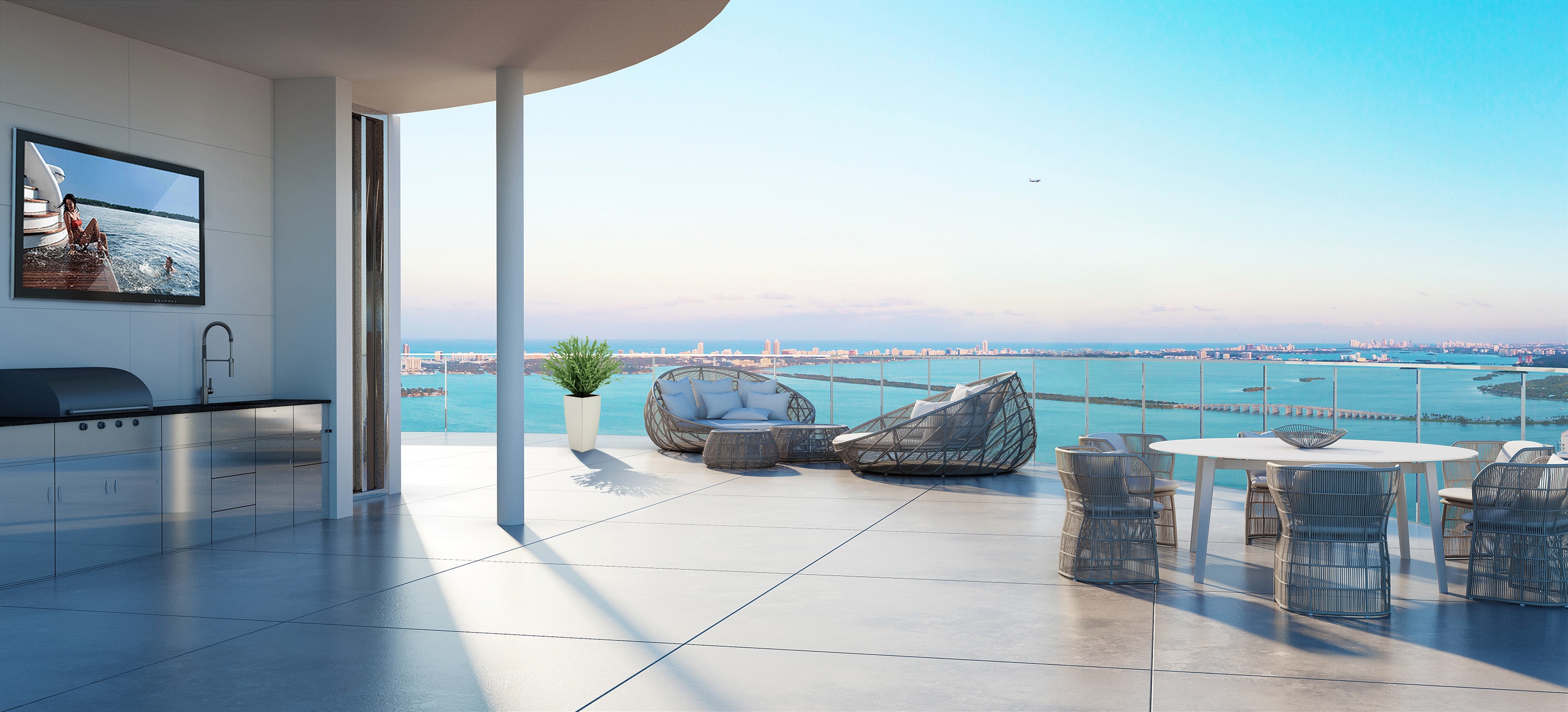 A rendering of the Aria on the Bay penthouse’s rooftop terrace