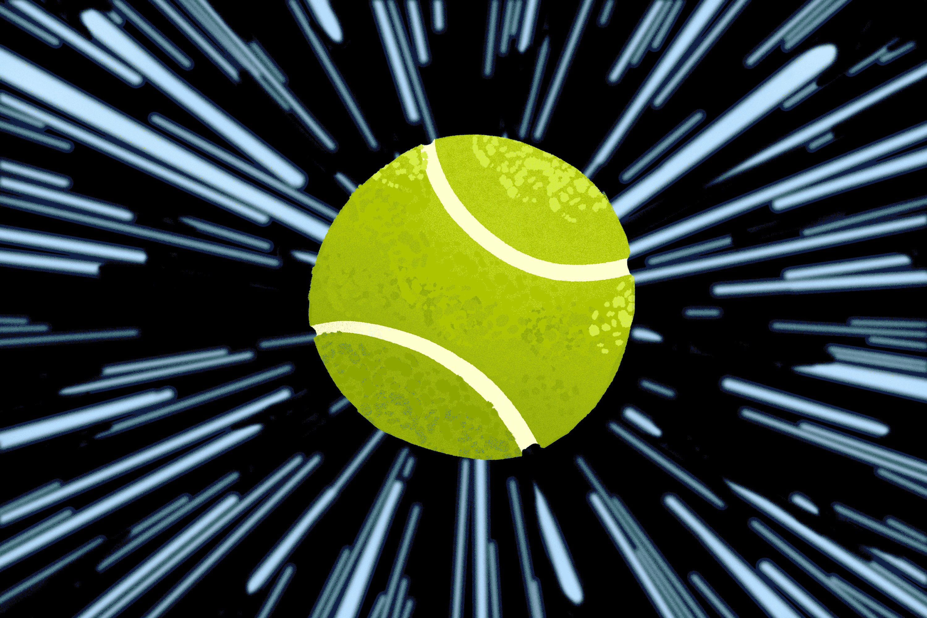 An animation of a rotating tennis ball