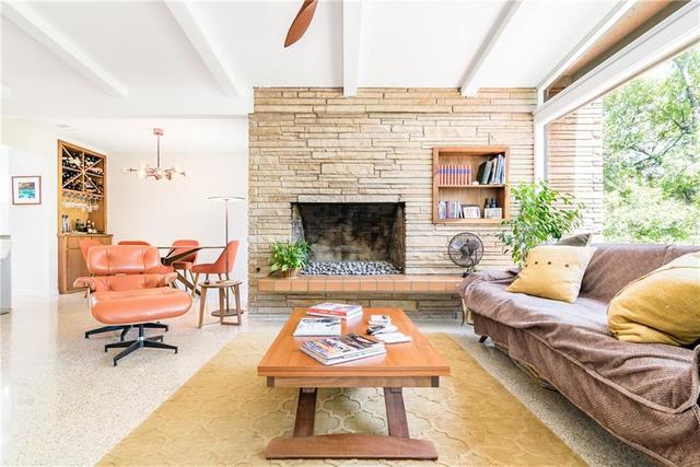 Living room of remodeled midcentury house
